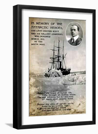 Postcard Commemorating Captain Scott's Ill-Fated Expedition to the South Pole, C1912-null-Framed Giclee Print