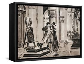 Postcard Created on Occasion of Premiere of Opera Tosca-Giacomo Puccini-Framed Stretched Canvas