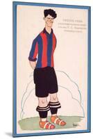 Postcard Depicting a Caricature of the Spanish Footballer Vicente Piera of Barcelona-Spanish School-Mounted Giclee Print