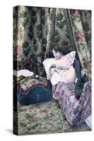 Postcard Depicting a Girl in a Brothel, Before 1914-null-Stretched Canvas