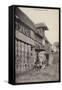 Postcard Depicting a Group of People Standing Outside a Farm Building with a Bull-null-Framed Stretched Canvas