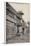 Postcard Depicting a Group of People Standing Outside a Farm Building with a Bull-null-Framed Photographic Print