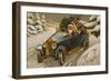 Postcard Depicting Father Christmas Driving, C.1930-40-null-Framed Giclee Print