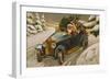 Postcard Depicting Father Christmas Driving, C.1930-40-null-Framed Giclee Print