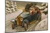 Postcard Depicting Father Christmas Driving, C.1930-40-null-Mounted Giclee Print