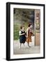 Postcard Depicting Hansel and Gretel in Front of the Gingerbread House-null-Framed Giclee Print