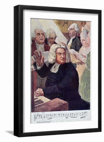 Postcard Depicting Johann Sebastian Bach-null-Framed Giclee Print