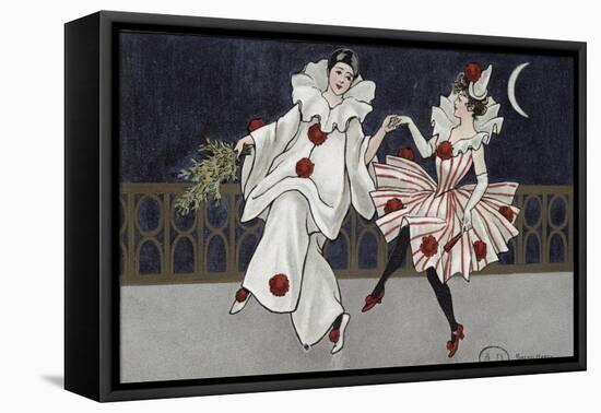 Postcard Depicting Pierrot and His Companion, c.1900-Florence Hardy-Framed Stretched Canvas