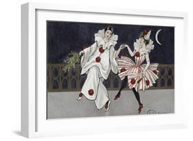 Postcard Depicting Pierrot and His Companion, c.1900-Florence Hardy-Framed Giclee Print