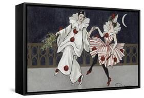 Postcard Depicting Pierrot and His Companion, c.1900-Florence Hardy-Framed Stretched Canvas