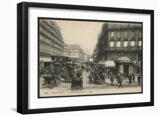 Postcard Depicting Rue Saint-Lazare in Paris, C.1900 (Photolitho)-French Photographer-Framed Giclee Print
