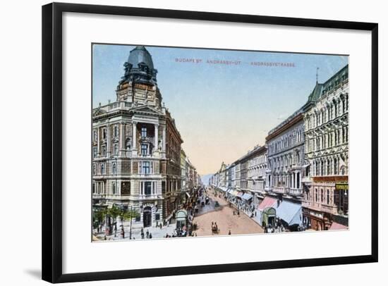 Postcard Depicting the Avenue Andrassy in Budapest, Hungary, 1913-null-Framed Giclee Print