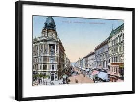 Postcard Depicting the Avenue Andrassy in Budapest, Hungary, 1913-null-Framed Giclee Print