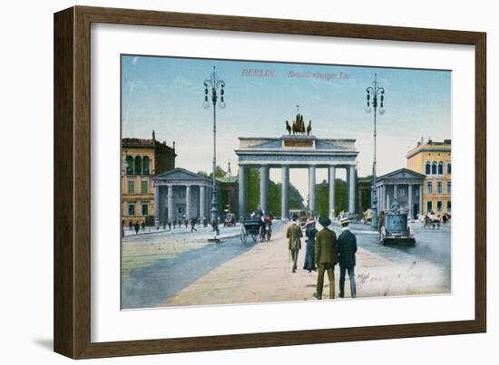 Postcard Depicting the Brandenburg Gate in Berlin-null-Framed Giclee Print