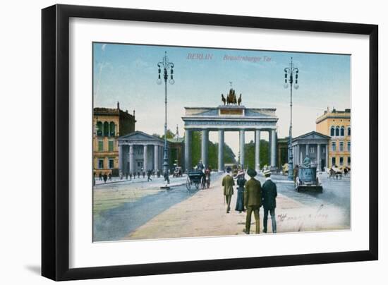 Postcard Depicting the Brandenburg Gate in Berlin-null-Framed Giclee Print