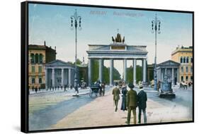 Postcard Depicting the Brandenburg Gate in Berlin-null-Framed Stretched Canvas