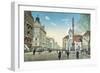 Postcard Depicting the Centre of Pest with Rakoczi Street and the Rokus Hospital-null-Framed Giclee Print