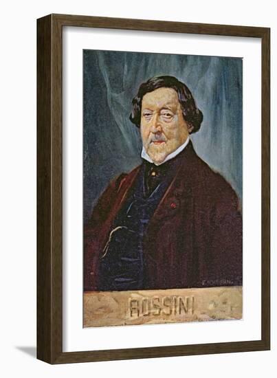 Postcard Depicting the Composer Rossini, c.1900-null-Framed Giclee Print
