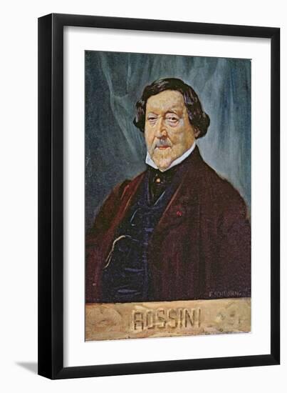 Postcard Depicting the Composer Rossini, c.1900-null-Framed Giclee Print