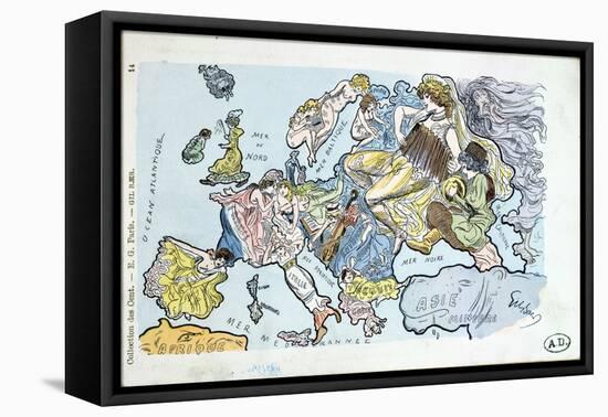 Postcard Depicting the Countries of Europe as Women-Gil Baer-Framed Stretched Canvas