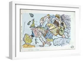 Postcard Depicting the Countries of Europe as Women-Gil Baer-Framed Giclee Print