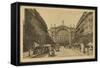 Postcard Depicting the Gare Du Nord and the Boulevard Denain in Paris, C.1920 (B/W Photo)-French Photographer-Framed Stretched Canvas