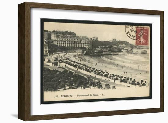 Postcard Depicting the Grande Plage of Biarritz, C.1900 (B/W Photo)-French Photographer-Framed Giclee Print