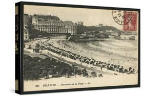 Postcard Depicting the Grande Plage of Biarritz, C.1900 (B/W Photo)-French Photographer-Stretched Canvas