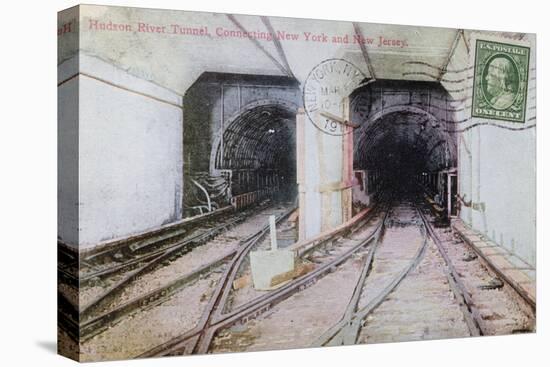 Postcard Depicting the Hudson River Tunnel Connecting New York and New Jersey, 1911-null-Stretched Canvas