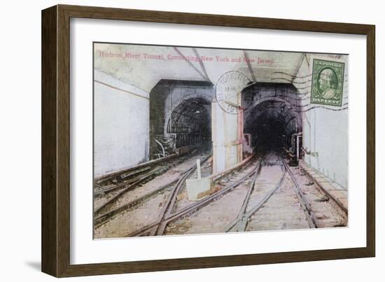 Postcard Depicting the Hudson River Tunnel Connecting New York and New Jersey, 1911-null-Framed Giclee Print