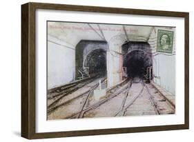 Postcard Depicting the Hudson River Tunnel Connecting New York and New Jersey, 1911-null-Framed Giclee Print