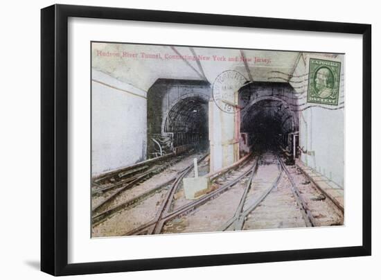 Postcard Depicting the Hudson River Tunnel Connecting New York and New Jersey, 1911-null-Framed Giclee Print