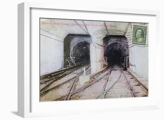 Postcard Depicting the Hudson River Tunnel Connecting New York and New Jersey, 1911-null-Framed Giclee Print