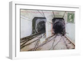 Postcard Depicting the Hudson River Tunnel Connecting New York and New Jersey, 1911-null-Framed Giclee Print