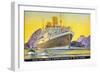 Postcard Depicting the Royal Mail Turbine Steamer Alcantara at Rio de Janeiro, 1930S-Kenneth Shoesmith-Framed Premium Giclee Print