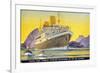 Postcard Depicting the Royal Mail Turbine Steamer Alcantara at Rio de Janeiro, 1930S-Kenneth Shoesmith-Framed Giclee Print