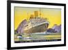 Postcard Depicting the Royal Mail Turbine Steamer Alcantara at Rio de Janeiro, 1930S-Kenneth Shoesmith-Framed Giclee Print