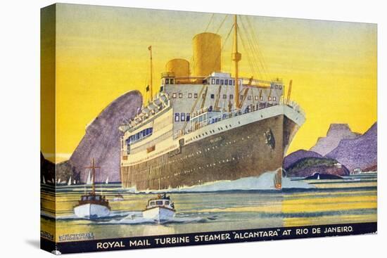 Postcard Depicting the Royal Mail Turbine Steamer Alcantara at Rio de Janeiro, 1930S-Kenneth Shoesmith-Stretched Canvas
