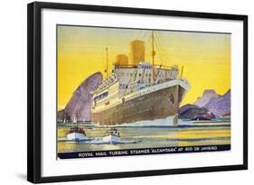 Postcard Depicting the Royal Mail Turbine Steamer Alcantara at Rio de Janeiro, 1930S-Kenneth Shoesmith-Framed Giclee Print