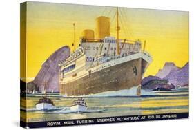 Postcard Depicting the Royal Mail Turbine Steamer Alcantara at Rio de Janeiro, 1930S-Kenneth Shoesmith-Stretched Canvas