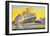 Postcard Depicting the Royal Mail Turbine Steamer Alcantara at Rio de Janeiro, 1930S-Kenneth Shoesmith-Framed Giclee Print