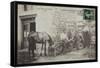 Postcard Depicting the Shoeing of a Horse in Cornes, Le Velay, C.1900 (B/W Photo)-French Photographer-Framed Stretched Canvas