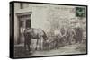Postcard Depicting the Shoeing of a Horse in Cornes, Le Velay, C.1900 (B/W Photo)-French Photographer-Stretched Canvas