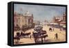 Postcard Depicting the Town Hall and Market Square-null-Framed Stretched Canvas