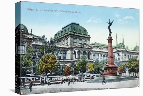 Postcard Depicting the University of Vienna and the Liebenberg Monument, circa 1915-null-Stretched Canvas