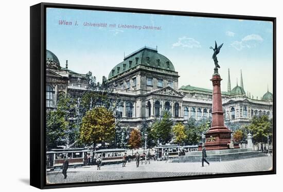 Postcard Depicting the University of Vienna and the Liebenberg Monument, circa 1915-null-Framed Stretched Canvas