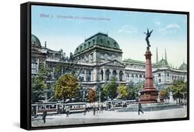 Postcard Depicting the University of Vienna and the Liebenberg Monument, circa 1915-null-Framed Stretched Canvas