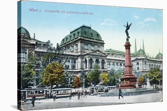 Postcard Depicting the University of Vienna and the Liebenberg Monument, circa 1915-null-Stretched Canvas