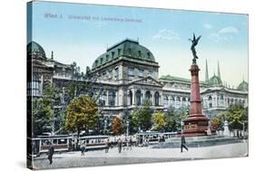 Postcard Depicting the University of Vienna and the Liebenberg Monument, circa 1915-null-Stretched Canvas