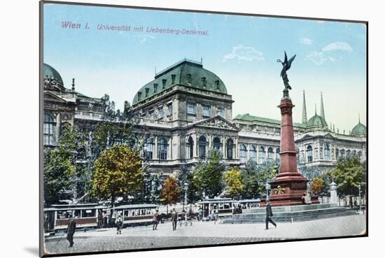 Postcard Depicting the University of Vienna and the Liebenberg Monument, circa 1915-null-Mounted Giclee Print